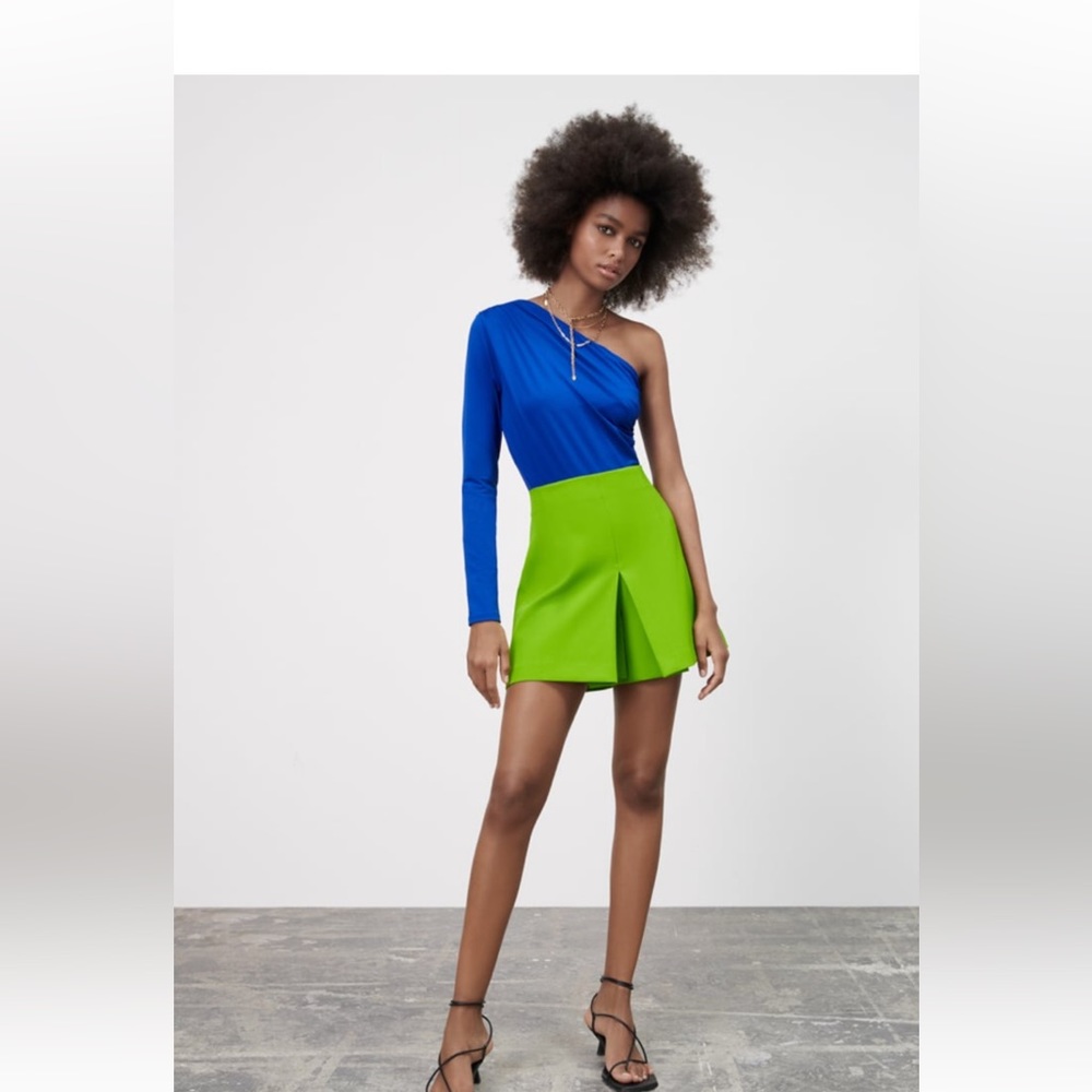 NWOT Zara ruched asymmetric bodysuit